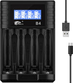 IMREN B4 Battery Charger for NiMH/NiCD 1.5V AAA Lithium Battery with Type-C and LCD Display