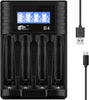 IMREN B4 AkkuladegerĂ€t fĂŒr NiMH/NiCD 1,5 V AAA Lithium-Akku mit Typ-C und LCD-Display