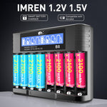 IMREN B4 Battery Charger for NiMH/NiCD 1.5V AAA Lithium Battery with Type-C and LCD Display