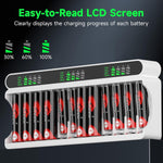 IMREN C90 Battery Charger (12 Slots) for NiMH/NiCD 1.5V AAA  Lithium Battery with Type-C and LCD Display