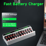 IMREN C90 Battery Charger (12 Slots) for NiMH/NiCD 1.5V AAA  Lithium Battery with Type-C and LCD Display