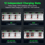 IMREN C90 Battery Charger (12 Slots) for NiMH/NiCD 1.5V AAA  Lithium Battery with Type-C and LCD Display
