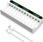 IMREN C90 Battery Charger (12 Slots) for NiMH/NiCD 1.5V AAA  Lithium Battery with Type-C and LCD Display