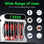IMREN C90 Battery Charger (4 Ports) for NiMH/NiCD 1.5V AAA  Lithium Battery with Type-C and LCD Display