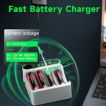 IMREN C90 Battery Charger (8 Ports) for NiMH/NiCD 1.5V AAA  Lithium Battery with Type-C and LCD Display