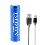 IMREN 18650 3.7V-3000mAh Rechargeable Lithium Battery with Micro-USB Port