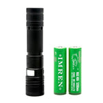 IMREN186503200mAhMax40ARechargeableBatteryPointyTopsizecomparisonwithFlashlight