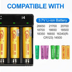 IMREN I4 USB TypeC Lithium NiMH Battery Safety Charger (4Bay) - IMRENBATTERIES.COM