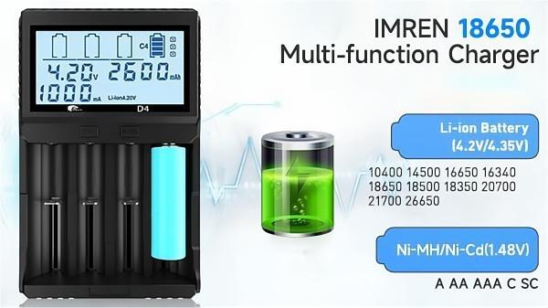 Power Up with Ease: IMREN D4 4-Slot Universal QC Charger with LCD Screen | IMREN Battery