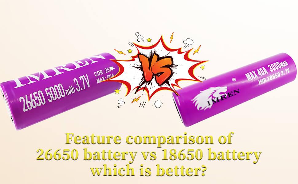 The Differences Between 18650 and 26650 Batteries | 18650 Battery vs 26650 Battery - IMRENBATTERIES.COM