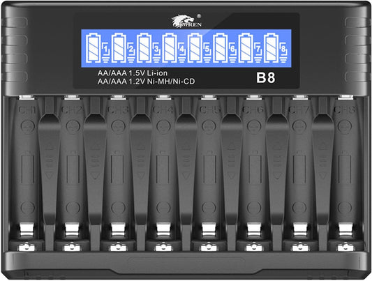 IMREN B4 Battery Charger for NiMH/NiCD 1.5V AAA  Lithium Battery with Type-C and LCD Display