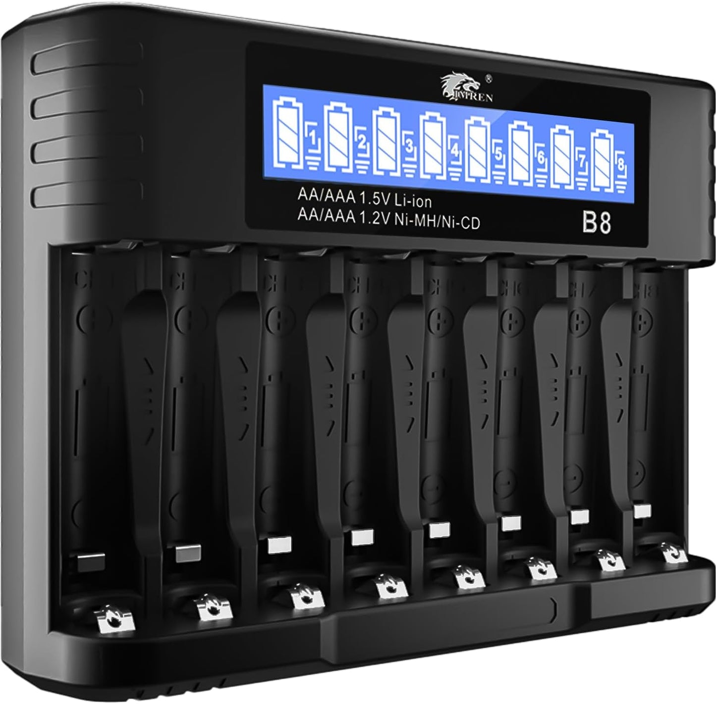 IMREN B4 Battery Charger for NiMH/NiCD 1.5V AAA  Lithium Battery with Type-C and LCD Display
