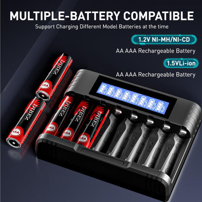 IMREN B4 Battery Charger for NiMH/NiCD 1.5V AAA  Lithium Battery with Type-C and LCD Display