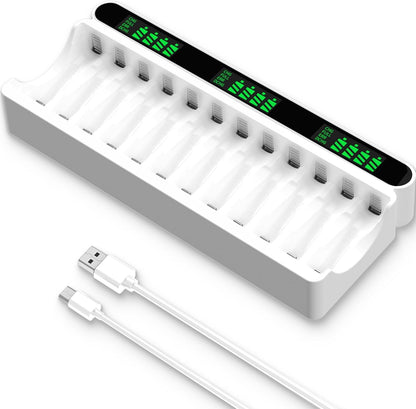 IMREN C90 Battery Charger (12 Slots) for NiMH/NiCD 1.5V AAA  Lithium Battery with Type-C and LCD Display