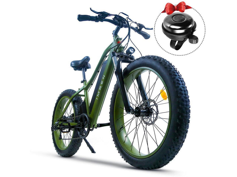 IMREN Sports Fat Tyire Electric e-Bike with Steering Damper (Forest Green) - IMRENBATTERIES.COM