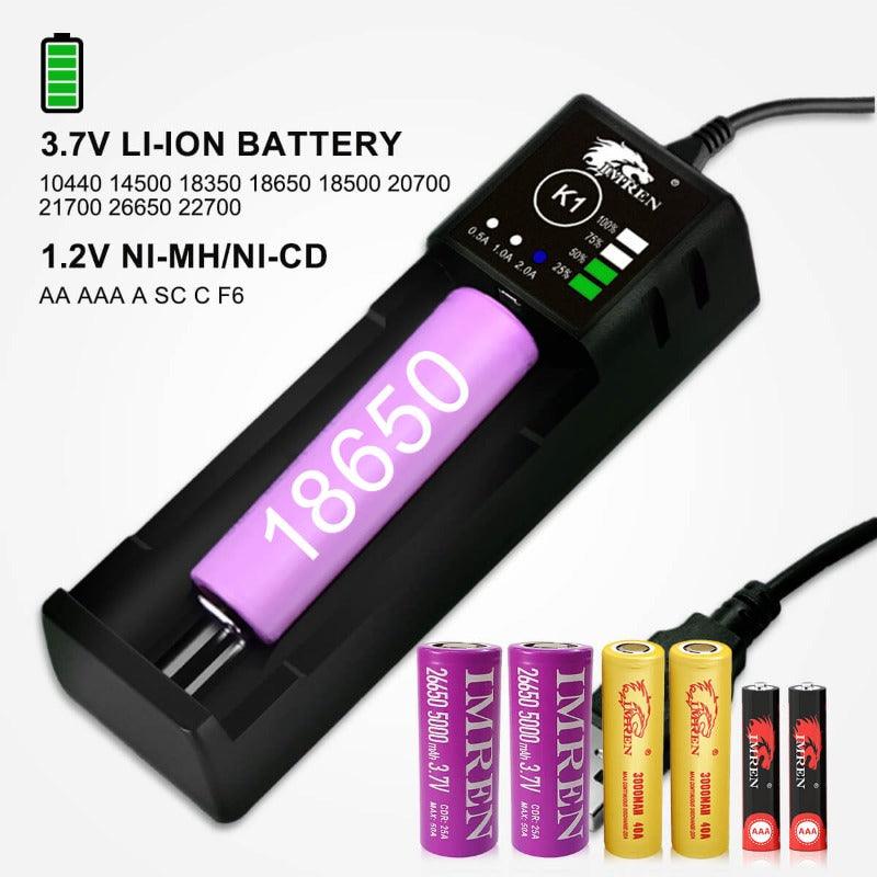 IMREN 5V2A Battery Charger with USB Port Suits 18650 21700 26650 AAA IMREN 5V2A Battery Charger with USB Port Suits 18650 21700 26650 AAA