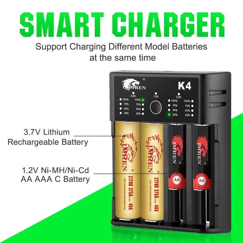 IMREN Caricabatterie AA AAA, 4 Slot Per Batterie Ricaricabili 5V/2A A Carica Rapida Con Display LCD Per 1,2V 1,5V AA AAA NiMH/NiCD AA AAA (porta USB-C - Foto 9