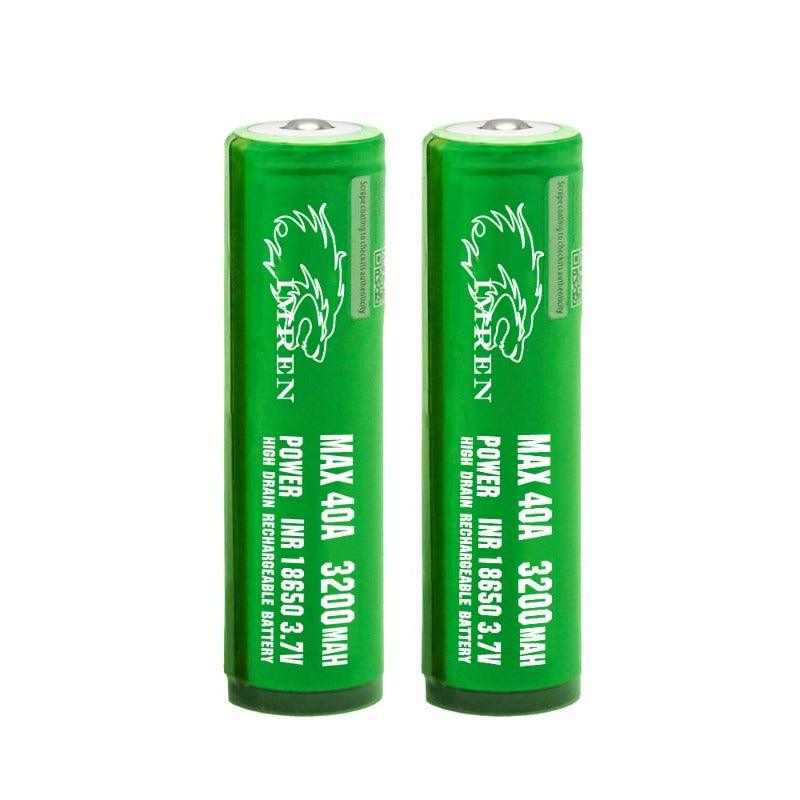 IMREN186503200mAhMax40ARechargeableBatteryPointyTop2FrontView