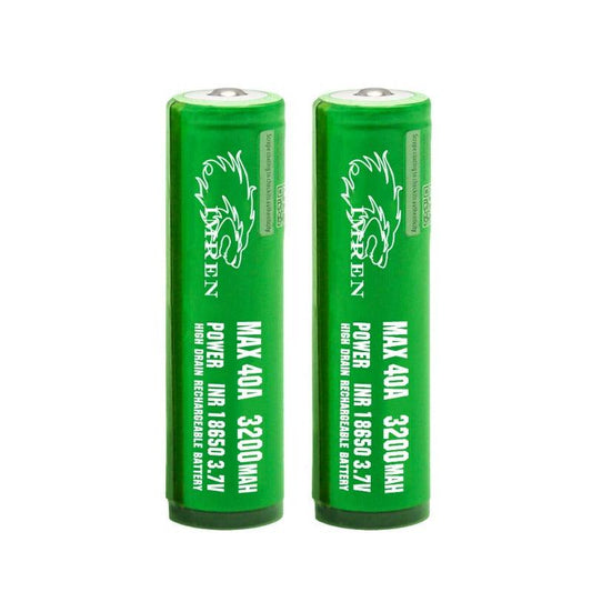 IMREN186503200mAhMax40ARechargeableBatteryPointyTop2FrontView