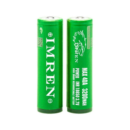 IMREN186503200mAhMax40ARechargeableBatteryPointyTopFrontView
