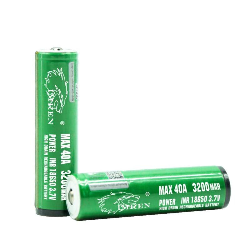 IMREN186503200mAhMax40ARechargeableBatteryPointyTopRecumbentview