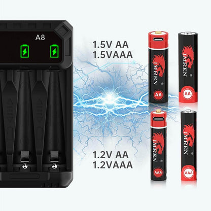 IMREN A8 Universal 8 Bays Quick Chager with Type-C Hight Speed for AA/AAA - IMRENBATTERIES.COM