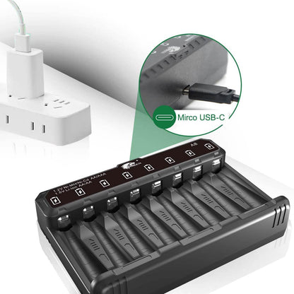 IMREN A8 Universal 8 Bays Quick Chager with Type-C Hight Speed for AA/AAA - IMRENBATTERIES.COM