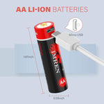 IMREN Lithium 1.5V 2800mWh Rechargeable AA Battery with Micro USB Cable - IMRENBATTERIES.COM